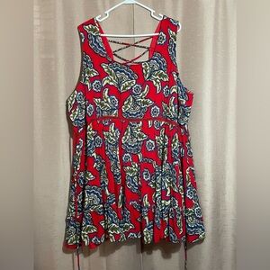 Maurices 3X Red and Blue Floral Midi Dress GUC